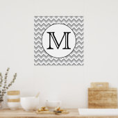Uw brief. Gray Zigzag Pattern Monogram. Poster (Keuken)