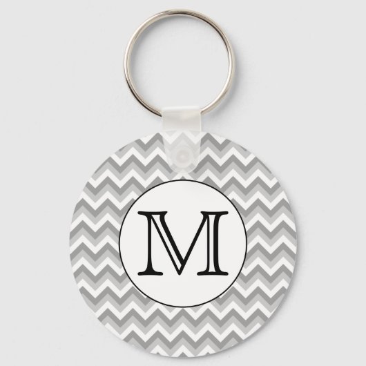 Uw brief. Gray Zigzag Pattern Monogram. Sleutelhanger (Voorkant)