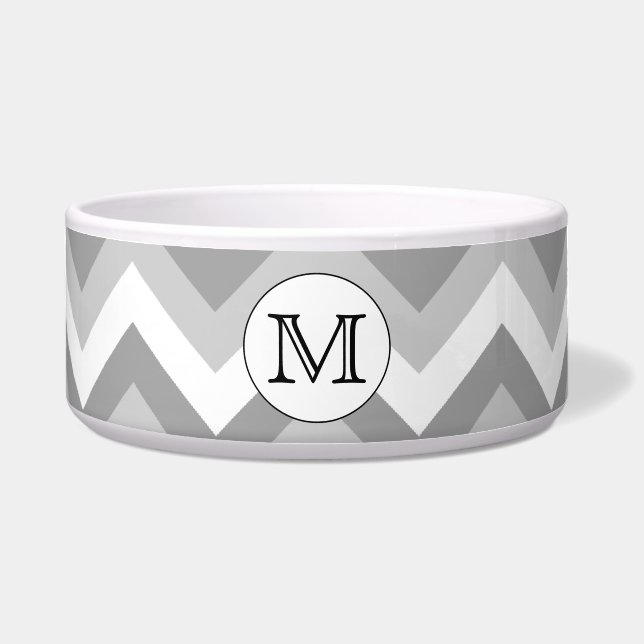 Uw brief. Gray Zigzag Pattern Monogram. Voerbakje (Voorkant)