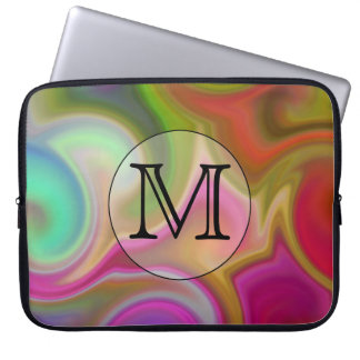 Uw Brief, Kleurrijke Wervelingen en Monogram van Laptop Sleeve