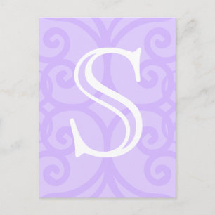 Uw brief. Personaliseer. Lila Paars Swirl Monogram Briefkaart