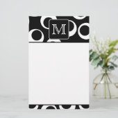 Uw brief. Zwart-wit monogram. Fun Pattern Briefpapier (Staand voorkant)