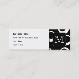 Uw brief. Zwart-wit monogram. Fun Pattern Mini Visitekaartje