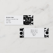 Uw brief. Zwart-wit monogram. Fun Pattern Mini Visitekaartje (Voorkant / Achterkant)
