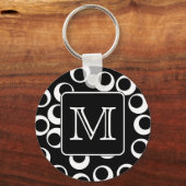 Uw brief. Zwart-wit monogram. Fun Pattern Sleutelhanger (Voorkant)