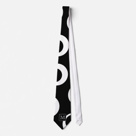 Uw brief. Zwart-wit monogram. Fun Pattern Stropdas (Voorkant)