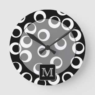Uw Brief. Zwart-wit Monogram. Het Patroon van de Ronde Klok
