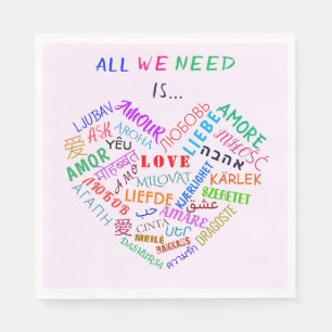 Uw bruiloft servetten met liefde tekst meertalig