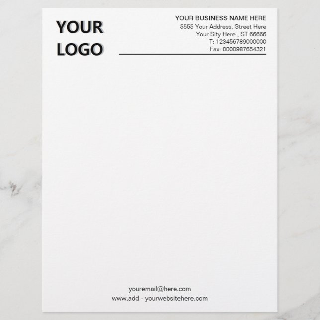 Uw Business Letterhead met Logo Name Text Info Briefhoofd (Voorkant)