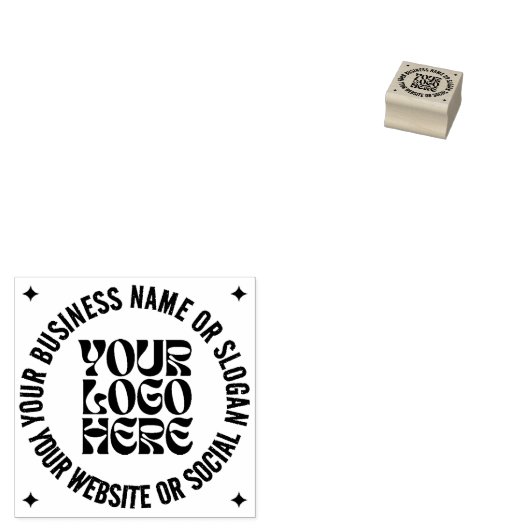 Uw Business Logo Custom Cool Y2K Rubber Stamp Rubberstempel (Gestempeld)