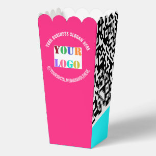 Uw Business Logo en QR Code Popcorn Box Voorbeeld Bedankdoosjes