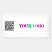Uw Business Logo en QR Code Promotiebanner Spandoek (Horizontaal)