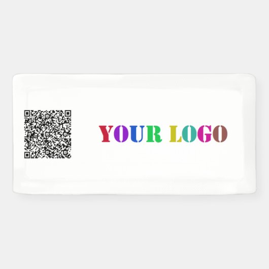 Uw Business Logo en QR Code Promotiebanner Spandoek (Horizontaal)