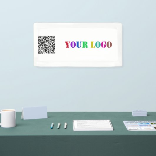 Uw Business Logo en QR Code Promotiebanner Spandoek (Beurs)