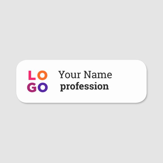 Uw Business Logo Simple Employee Name Tag (Voorkant)