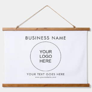 Uw Business Logo Text Aangepaste Sjabloon toevoege Hangend Wandkleed