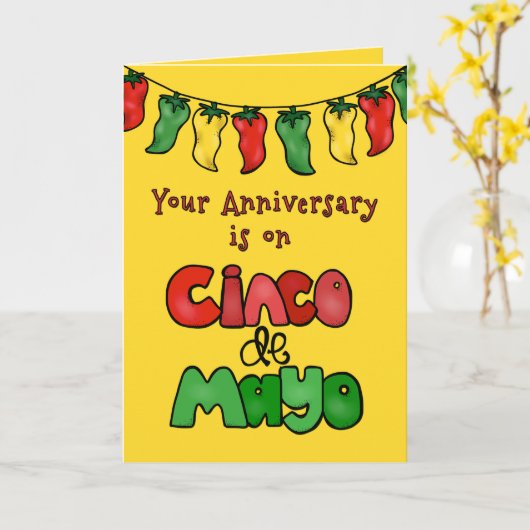 Uw Cinco DE Mayo Jubileum-mag het Heet zijn! Kaart (Gele Bloem)