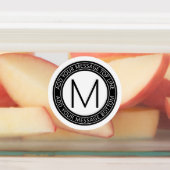 Uw cirkelvormige tekst & monogram | Waterdicht B&W Labels (Aangebracht)