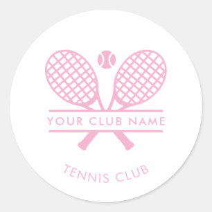 Uw clubnaam Tennis Sport Spelers Elke kleur Ronde Sticker