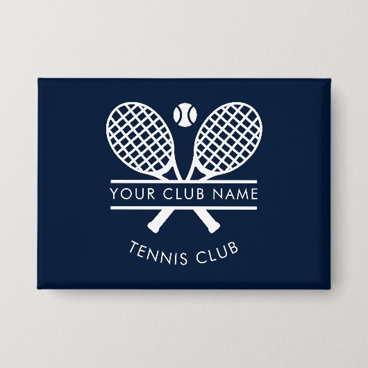 Uw clubnaam Tennis Sports Navy Blue Button (Voorkant)