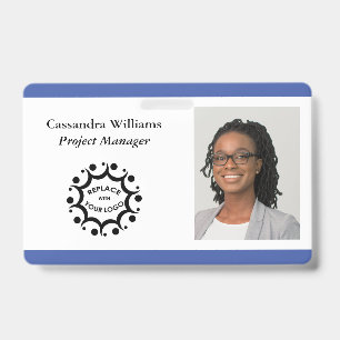 Uw corporate Logo & headshot medewerker blauw Badge
