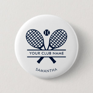 Uw Country Club Tennis Speler Naam Aangepast Ronde Button 5,7 Cm