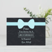 Uw dienst als Groomsman Black Chalkboard Bow Kaart (Staand voorkant)