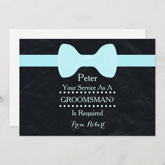 Uw dienst als Groomsman Black Chalkboard Bow Kaart (Voorkant / Achterkant)