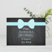 Uw dienst als Groomsman Black Chalkboard Bow Kaart (Staand voorkant)