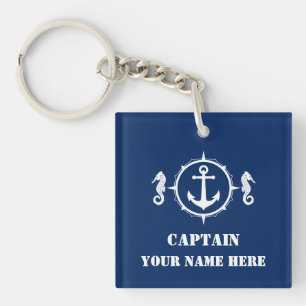 Uw douanenaam of naam van de boot met Zeepaardenan Sleutelhanger
