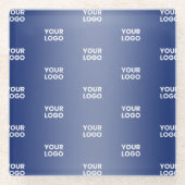Uw eenvoudige herhalende Logo | Blauwe helling Glazen Onderzetter (Voorkant)