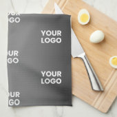 Uw eenvoudige herhalende Logo | Verloop zwart en g Theedoek (Quarter Fold)