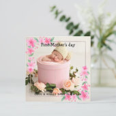 Uw Eerste Moederdag Bloem 2 Foto Collage Feestdagenkaart (Staand voorkant)