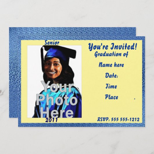 Uw eigen foto-Afstuderen nodigt u uit Kaart (Voorkant / Achterkant)