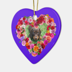 Uw eigen hond Foto Moederdag Rozen Hart Keramisch Ornament
