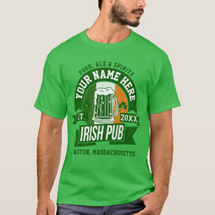 Uw eigen Ierse Pub Logo op persoonlijke titel St P T-shirt