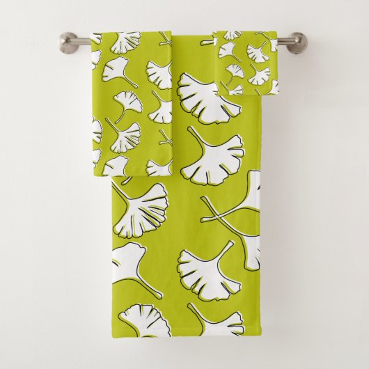 Uw eigen kleur, Ginkgo Modern Print Bad Handdoek (Insitu)