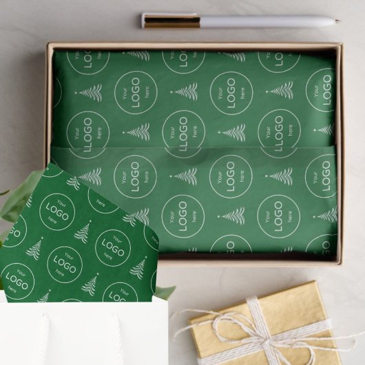 Uw eigen logo bedrijf groene kerst Tissue Paper Tissuepapier