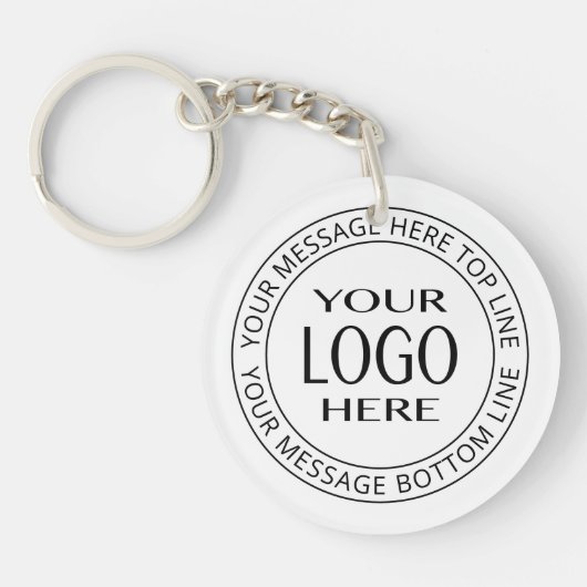 Uw eigen Logo en Circulaire tekst Sleutelhanger (Voorkant)