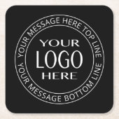 Uw eigen Logo en Circulaire tekst Vierkante Kartonnen Onderzetter (Voorkant)