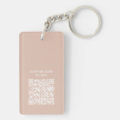 UW EIGEN LOGO met QR CODE Beige & Terracotta Sleutelhanger (achterkant)