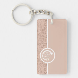 UW EIGEN LOGO met QR CODE Beige & Terracotta Sleutelhanger