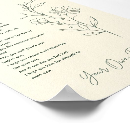 Uw eigen pad Bloemen Custom Inspirerend Poster (Hoek)