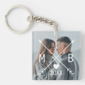 Uw elegante classy monogram liefde hart pijlen sleutelhanger (Voorkant)