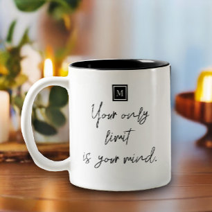 Uw enige limiet is uw mind quote monogram tweekleurige koffiemok