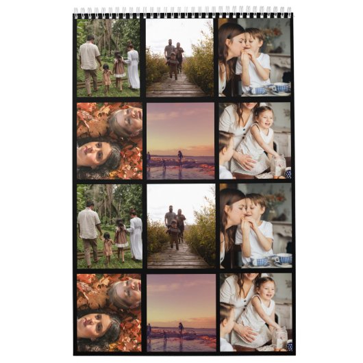 Uw Familie Aangepaste Fotokalender Zwart 2026 Kalender (Hoes)