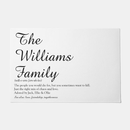 Uw Familie Definitie Script Fun Modern Deurmat (Voorkant)