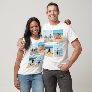 Uw familie Fotocollage T-shirt met aangepaste teks