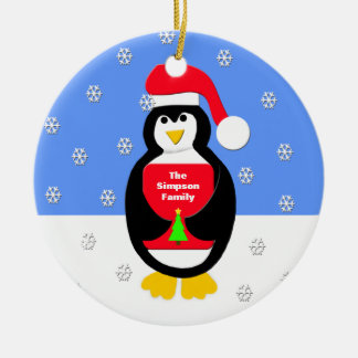 Uw familie kerstversiering - pinguïn keramisch ornament