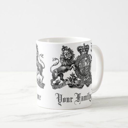 Uw familienaam  Crest Coffee Mok (Voorkant rechts)
